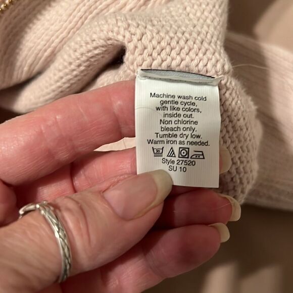 J Crew size XS cream long sleeve angled zip front floppy collar cardigan GUC - Picture 5 of 7